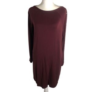 J. Hill fit burgundy side snap long sleeve tunic dress Sz Small